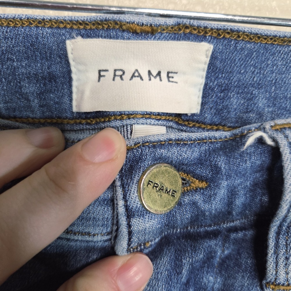 FRAME Le High Straight Jeans Women's 26 Bestia Wash High Rise Raw Hem Cropped - Picture 6 of 9